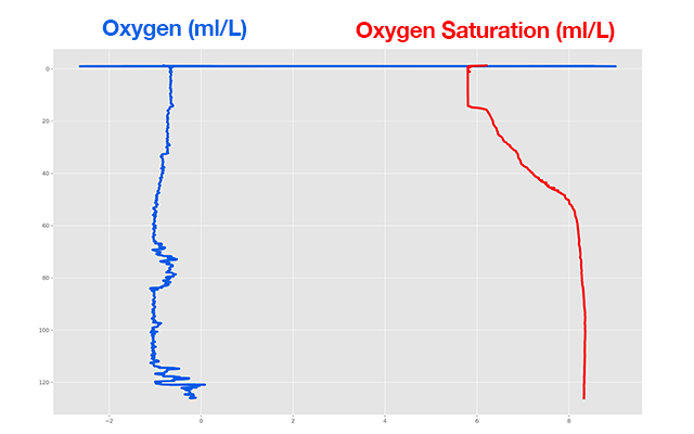 CTD profile showing unusual oxygen data 